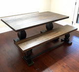Milled trestle base dining table