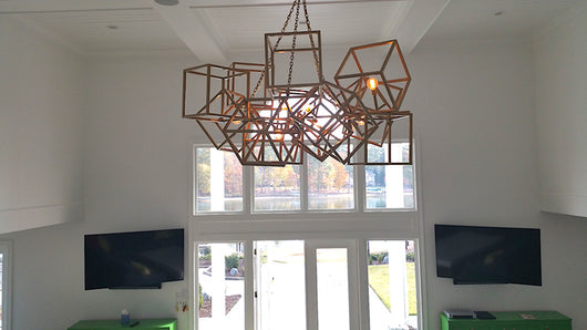 Steel cube chandelier