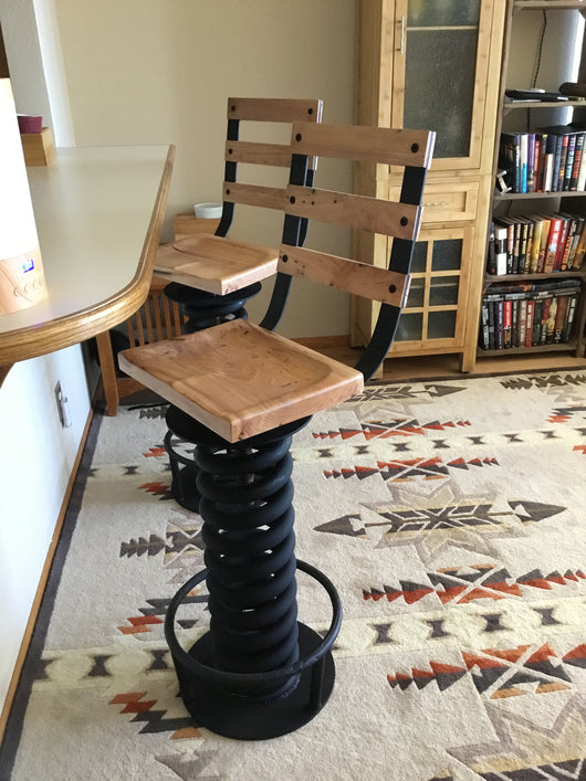 Coil spring bar stool / counter height stool from military truck coil ...