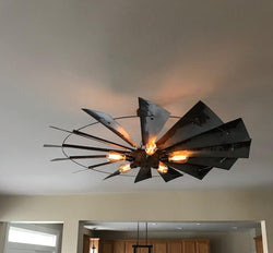 Rustic windmill chandelier